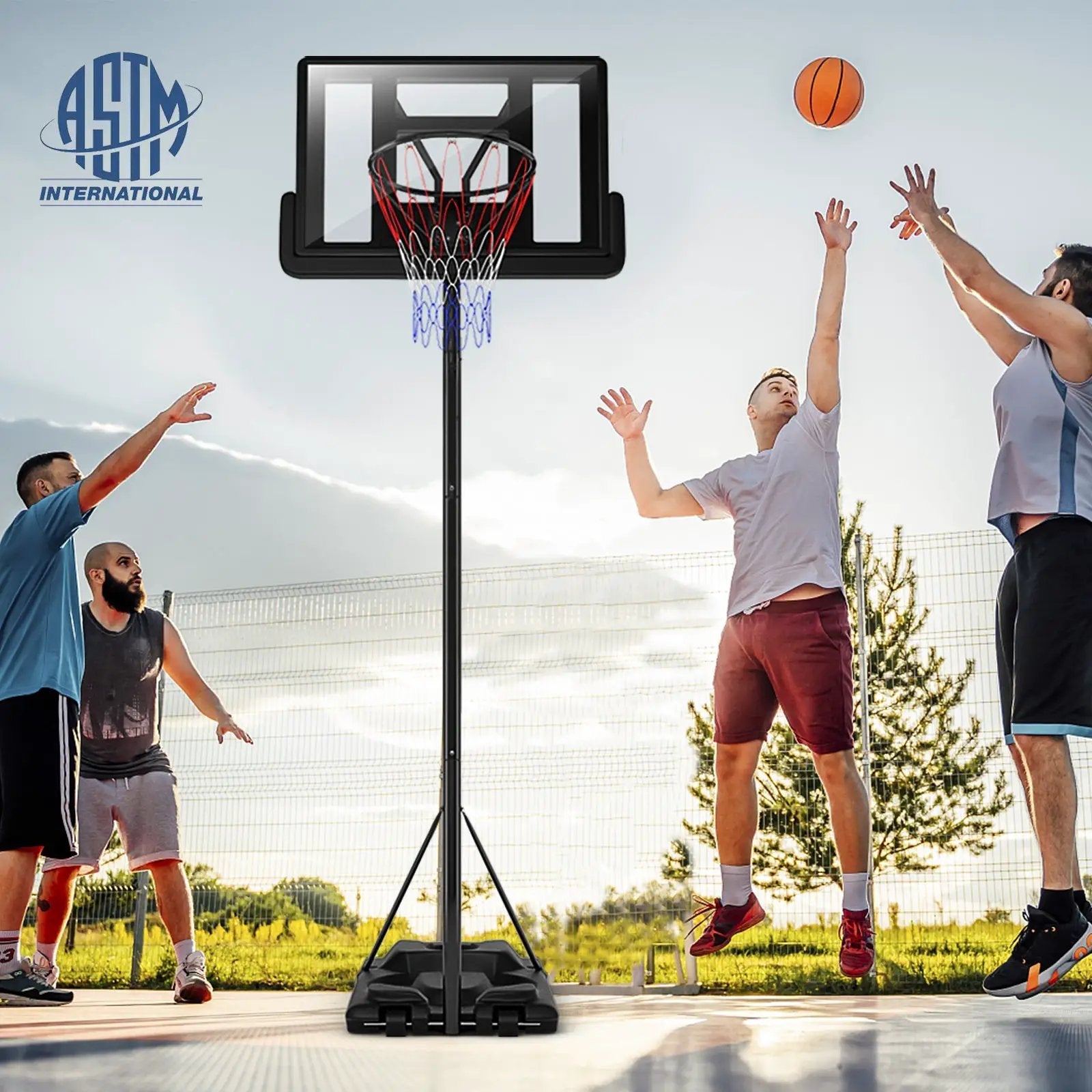Height Adjustable Portable Shatterproof Backboard Basketball Hoop with 2 Nets by DirectDeals