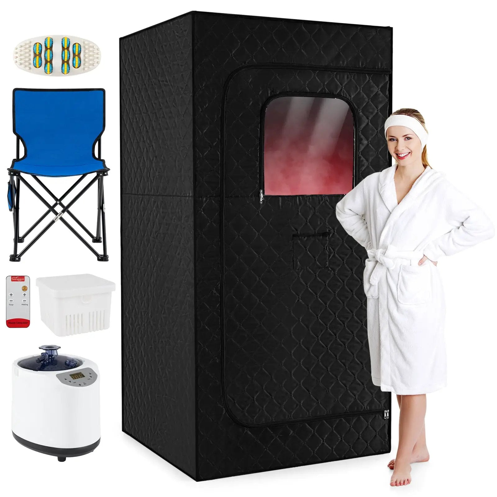 Portable Steam Sauna Box with 3L/1200W Fast-Heat Steamer and 15-Level Temperature by DirectDeals