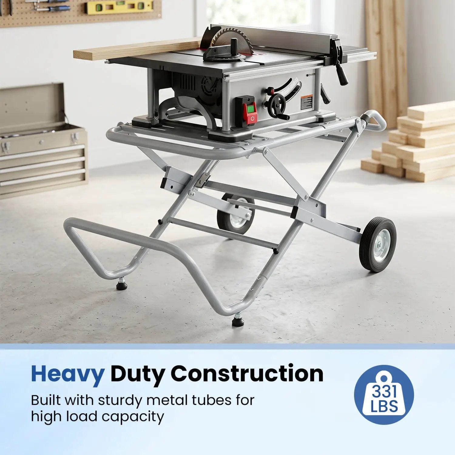 Portable Table Saw Stand with Rolling Wheels - Foldable by DirectDeals