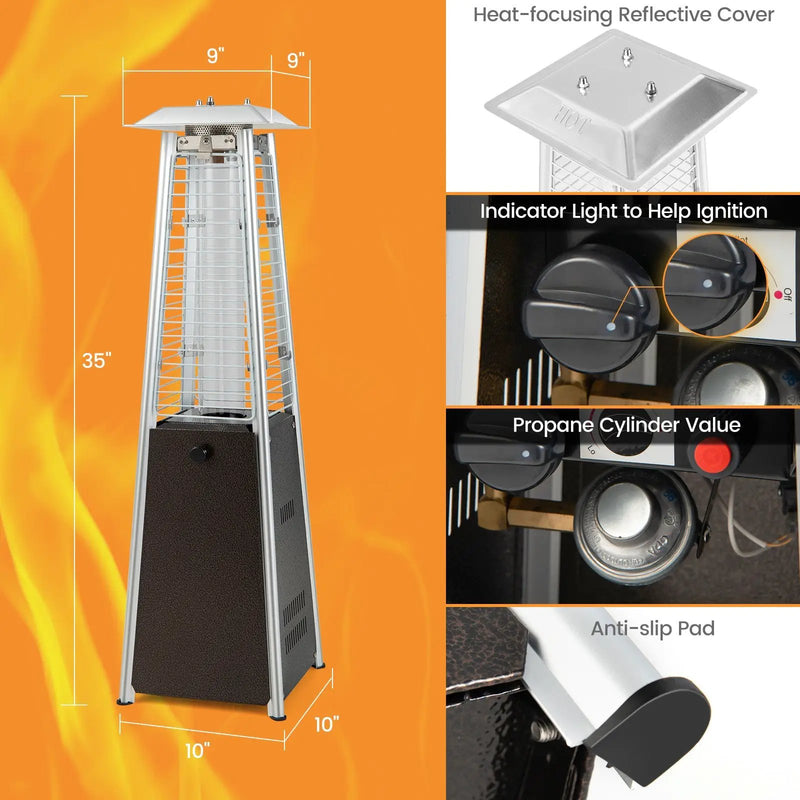 10000 BTU Portable Steel Tabletop Patio Heater with Glass Tube by DirectDeals