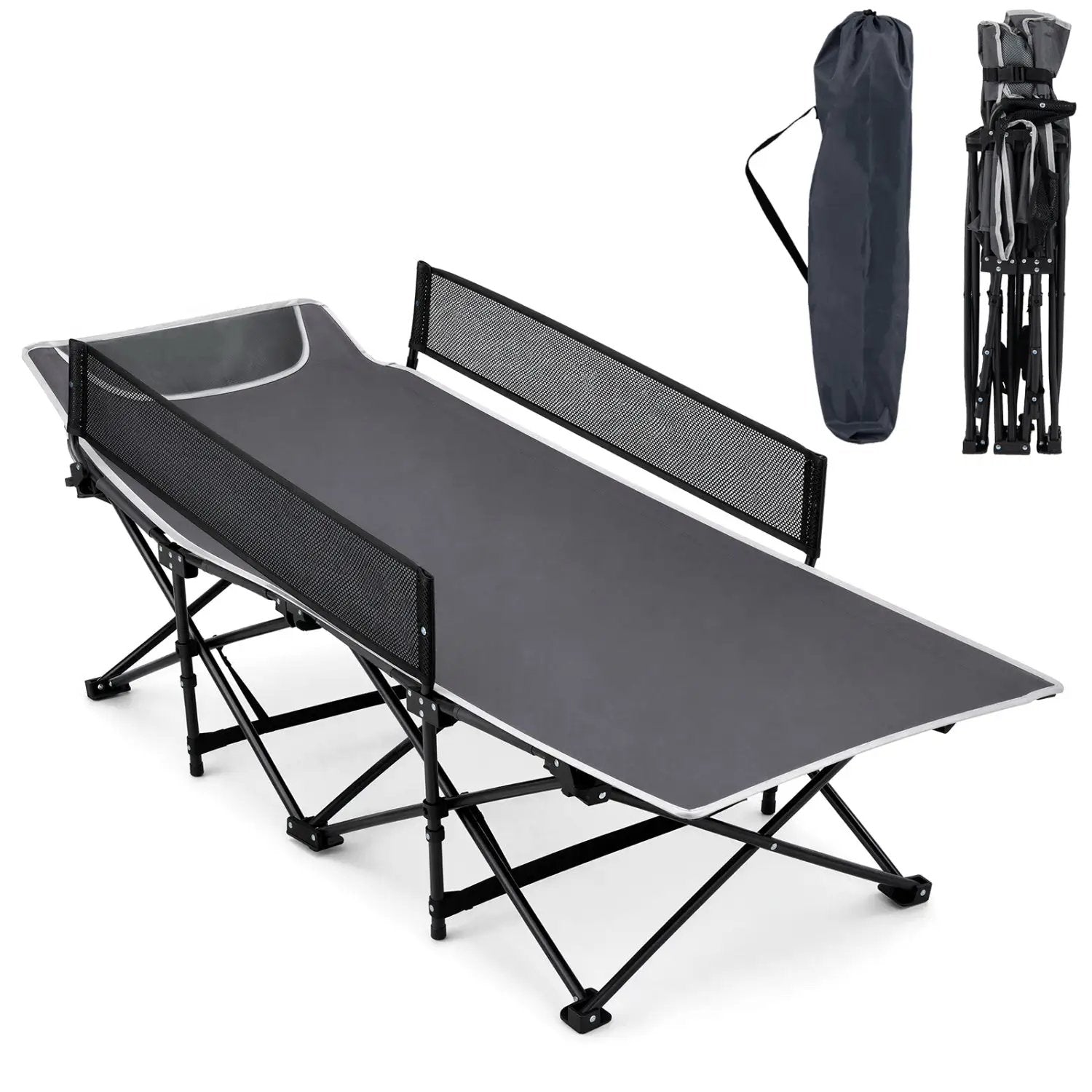 Portable Folding Camping Cot with Guardrail - 330 lbs Capacity by DirectDeals