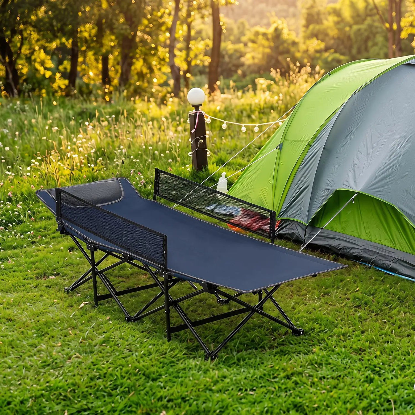 Portable Folding Camping Cot with Guardrail - 330 lbs Capacity by DirectDeals