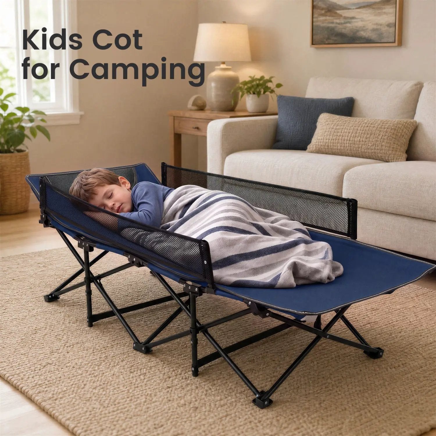 Portable Folding Camping Cot with Guardrail - 330 lbs Capacity by DirectDeals