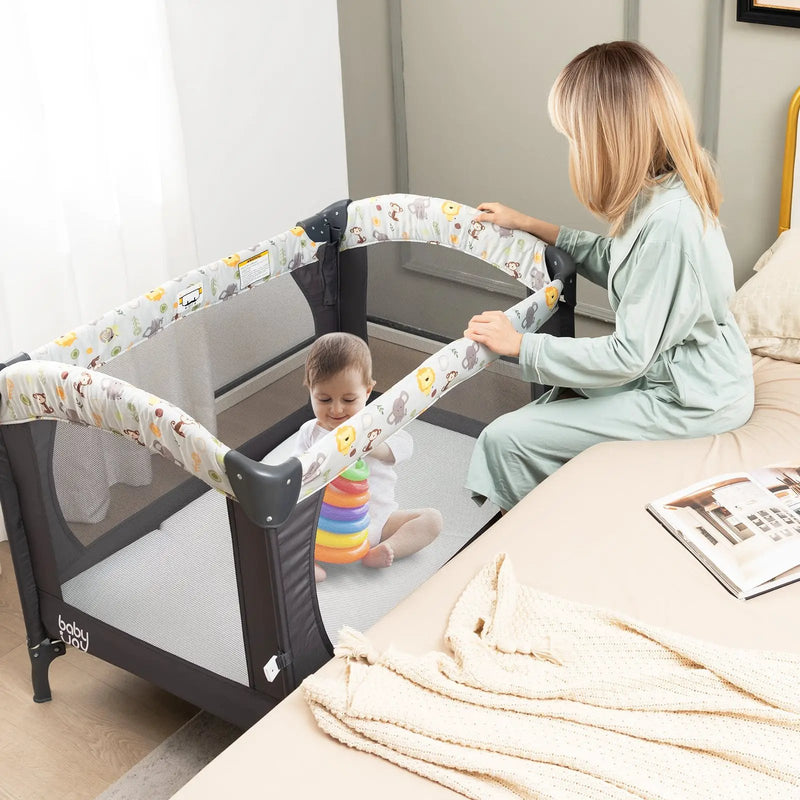 Portable Tri-fold Pack and Play Mattress Pad with Gel-Infused Memory Foam-White by DirectDeals