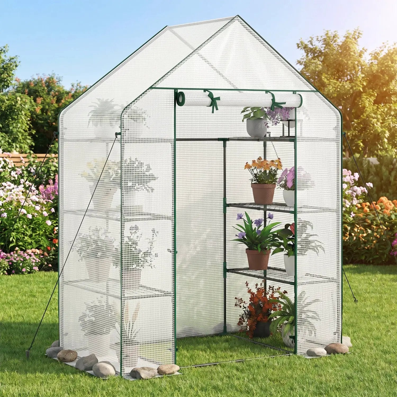 Portable Walk-in Greenhouse with 3 Tiers and 6 Shelves by DirectDeals