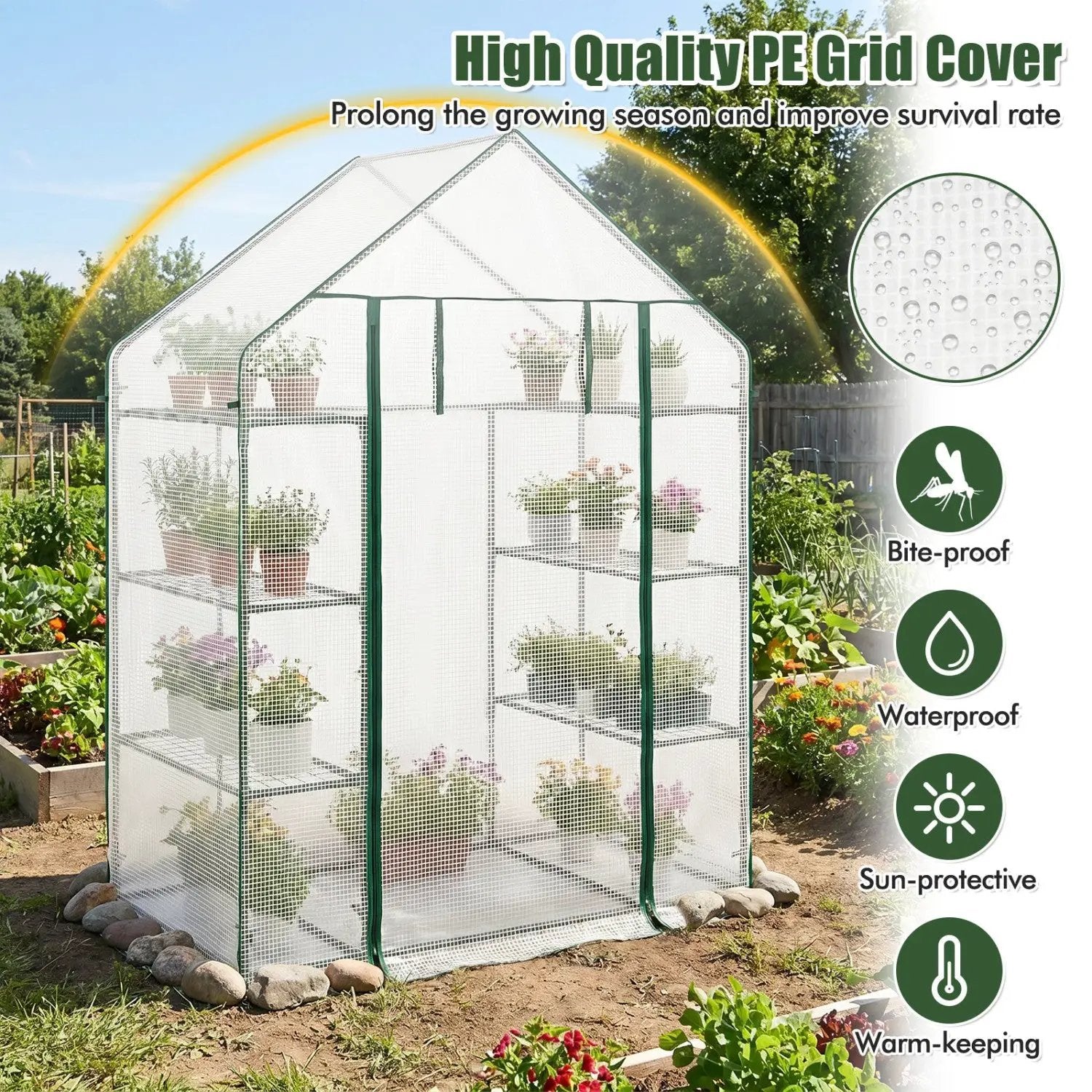 Portable Walk-in Greenhouse with 3 Tiers and 6 Shelves by DirectDeals