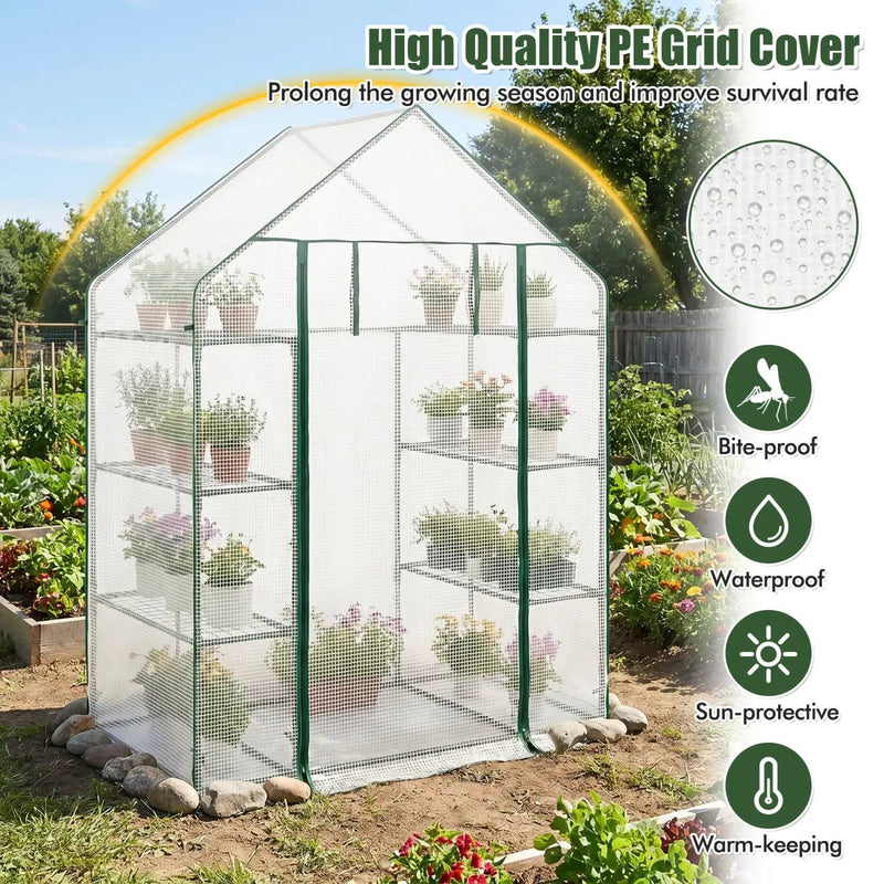 Portable Walk-in Greenhouse with 3 Tiers and 6 Shelves by DirectDeals
