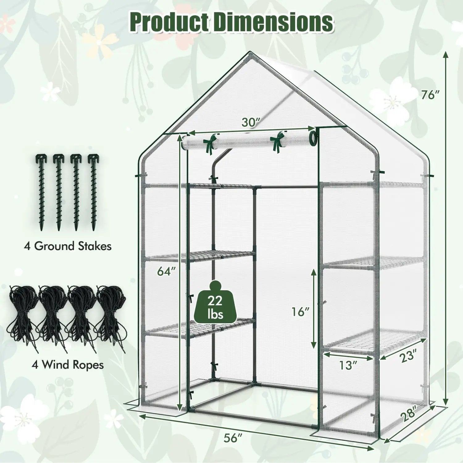 Portable Walk-in Greenhouse with 3 Tiers and 6 Shelves by DirectDeals