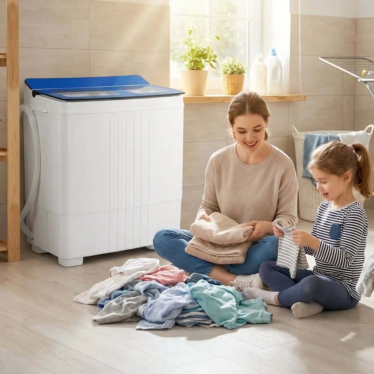 Portable Washing Machine with 12 LBS Washer and 8 LBS Spinner Combo for Apartments