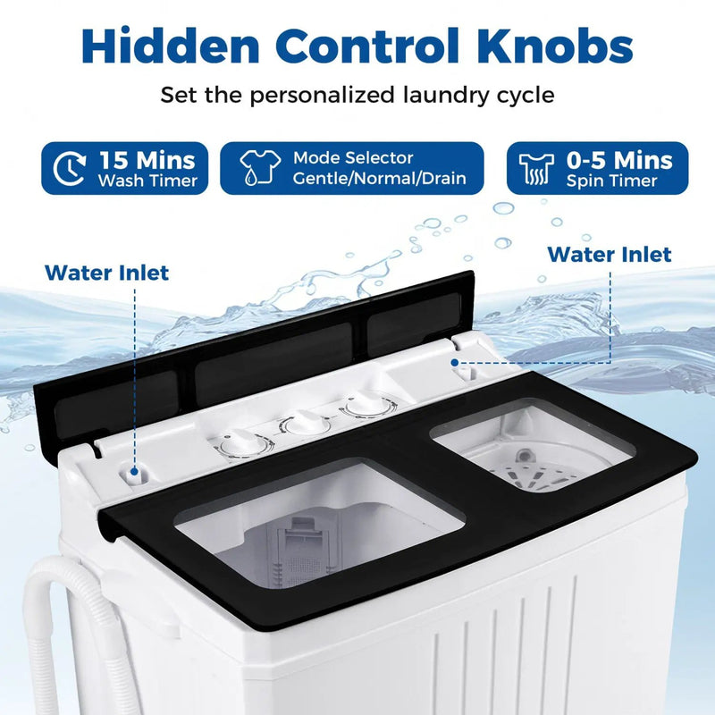 Portable Washing Machine with 12 LBS Washer and 8 LBS Spinner Combo for Apartments by DirectDeals