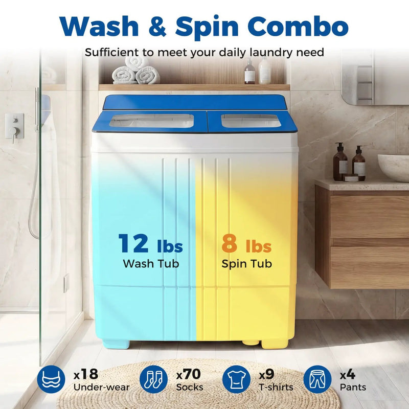 Portable Washing Machine 18 lbs Mini Laundry Machine with 11 LBS Washer by DirectDeals