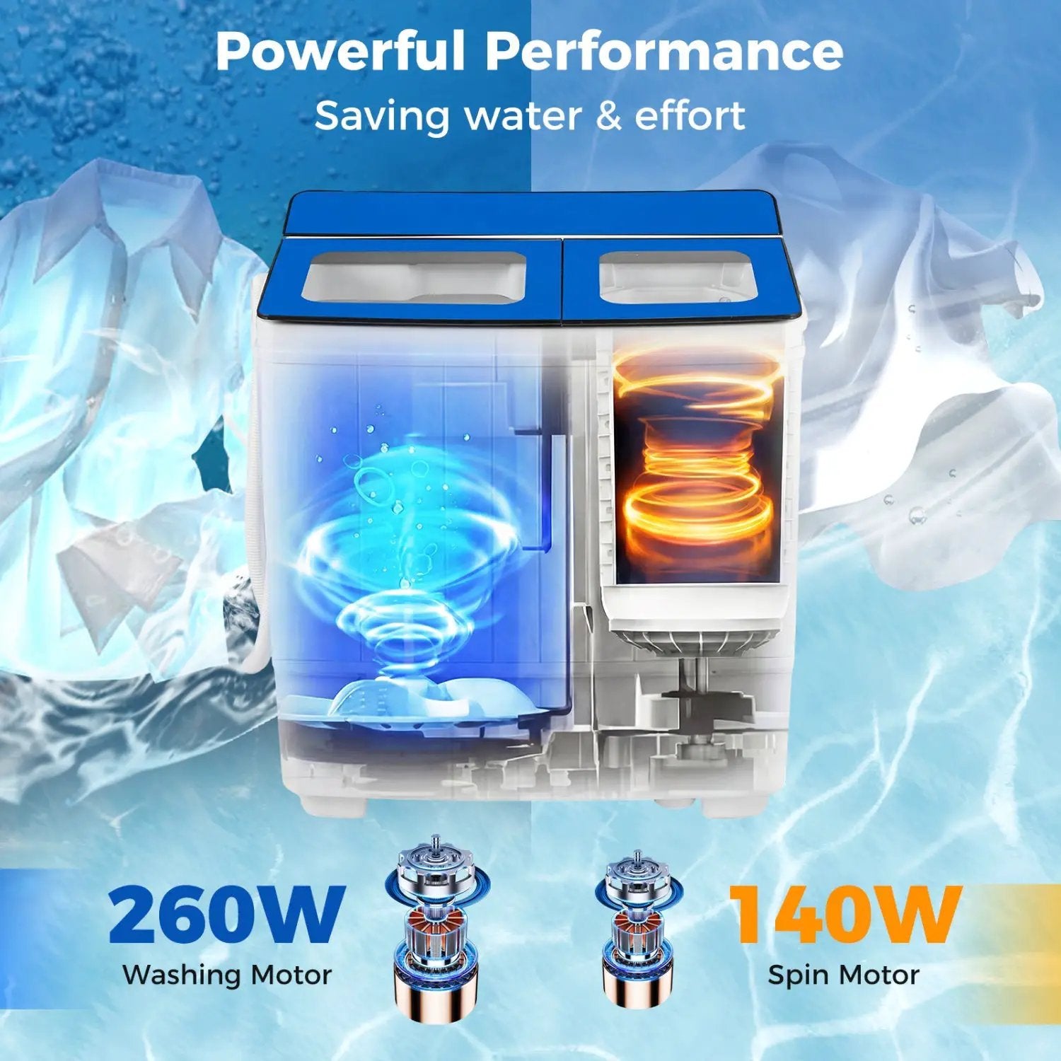 Portable Washing Machine 18 lbs Mini Laundry Machine with 11 LBS Washer by DirectDeals