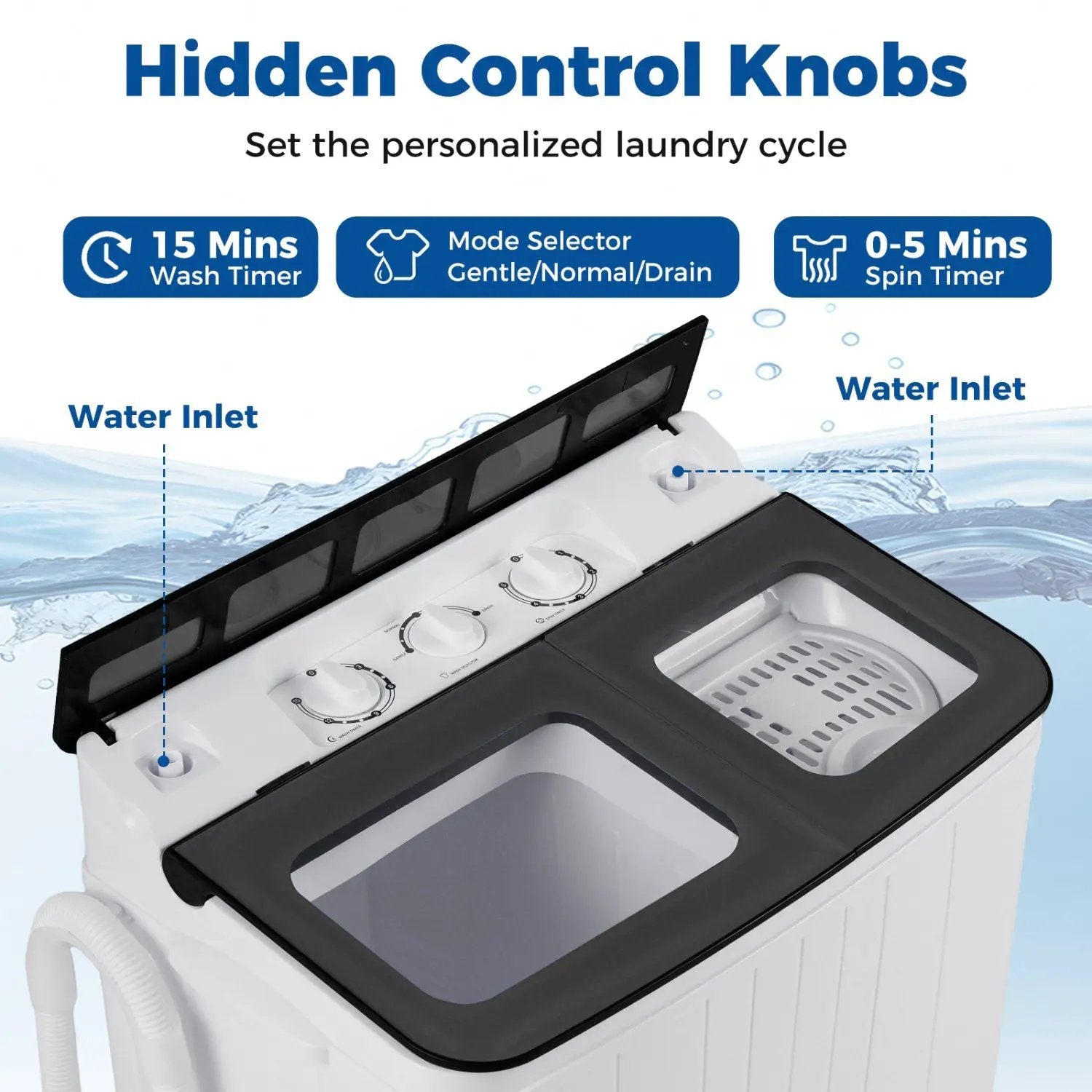 Portable Washing Machine 18 lbs Mini Laundry Machine with 11 LBS Washer by DirectDeals