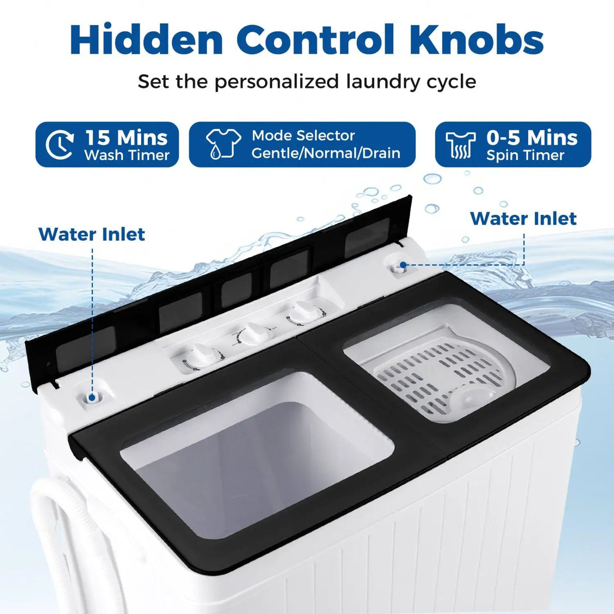 Portable Washing Machine with 18 LBS Washer and 8 LBS Spinner Combo, photo 8 of 24