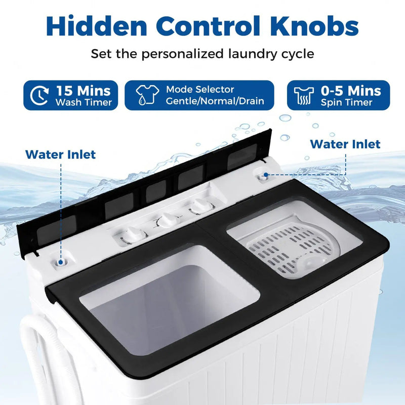 Portable Washing Machine with 18 LBS Washer and 8 LBS Spinner Combo by DirectDeals