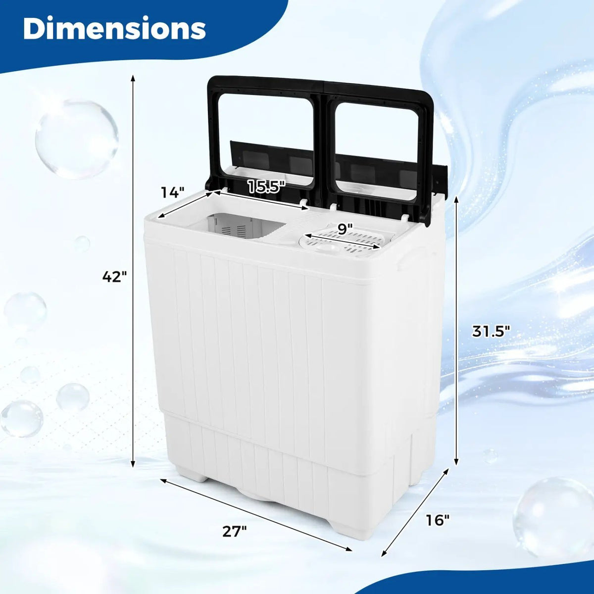 Portable Washing Machine with 18 LBS Washer and 8 LBS Spinner Combo, photo 3 of 24