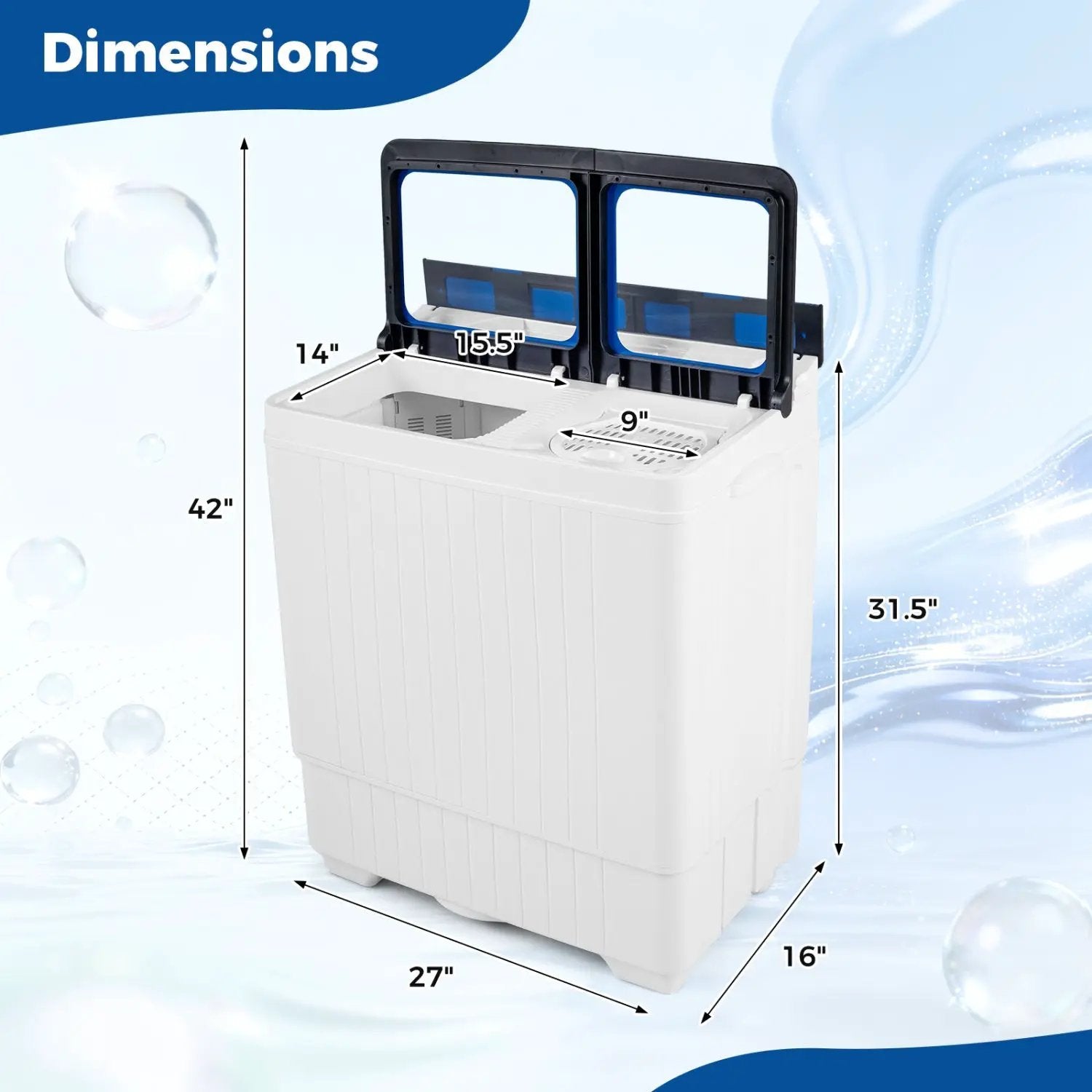 Portable Washing Machine with 18 LBS Washer and 8 LBS Spinner Combo by DirectDeals