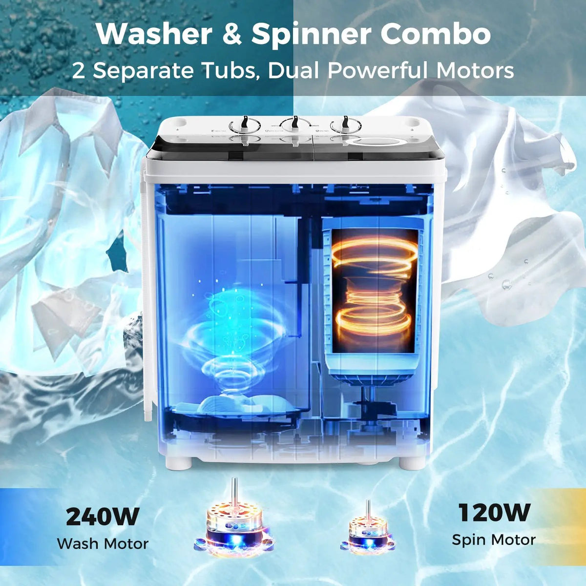 17.6 lbs Portable Washing Machine with Drain Pump, photo 8 of 9