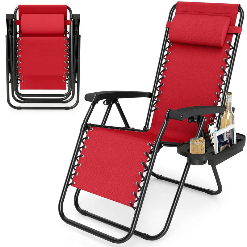 Zero Gravity Lounge Chairs Set of 2 with Cup Holders by DirectDeals