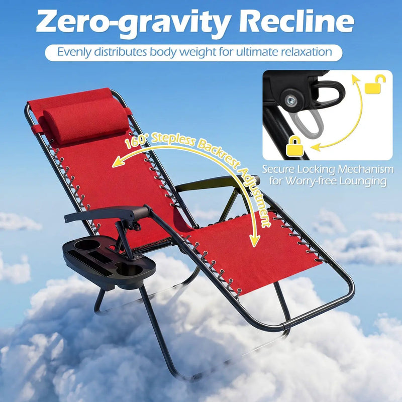 Zero Gravity Lounge Chairs Set of 2 with Cup Holders by DirectDeals