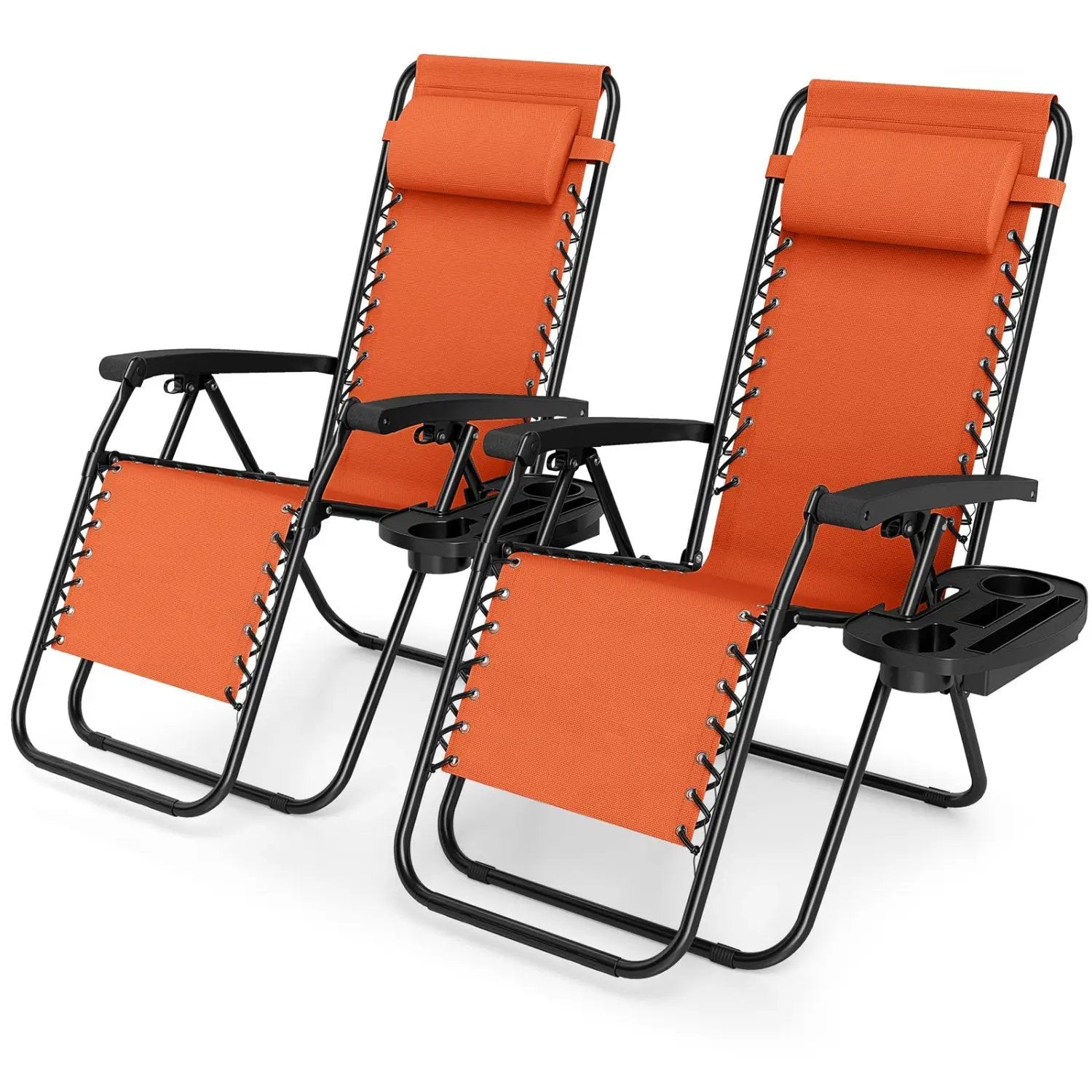 Zero Gravity Lounge Chairs Set of 2 with Cup Holders by DirectDeals