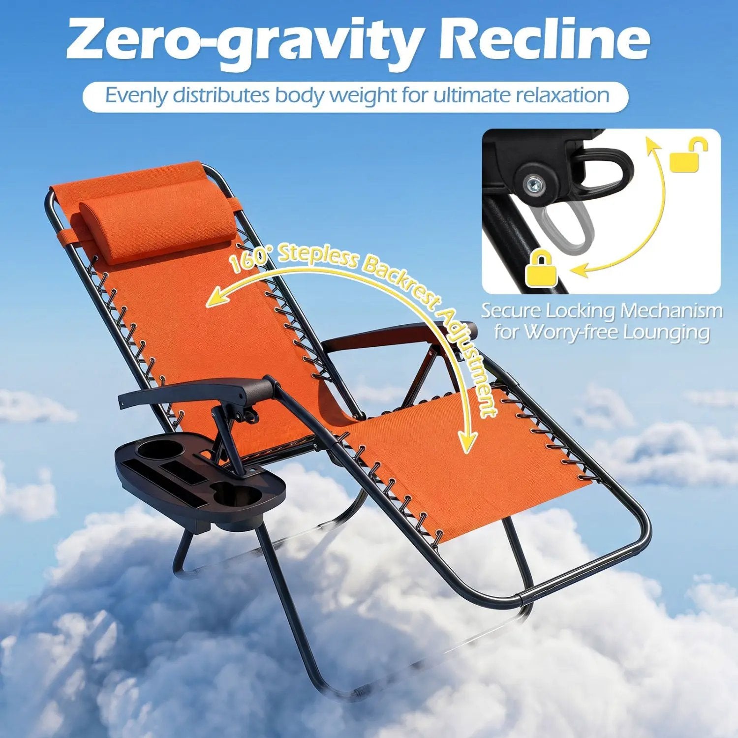 Zero Gravity Lounge Chairs Set of 2 with Cup Holders by DirectDeals