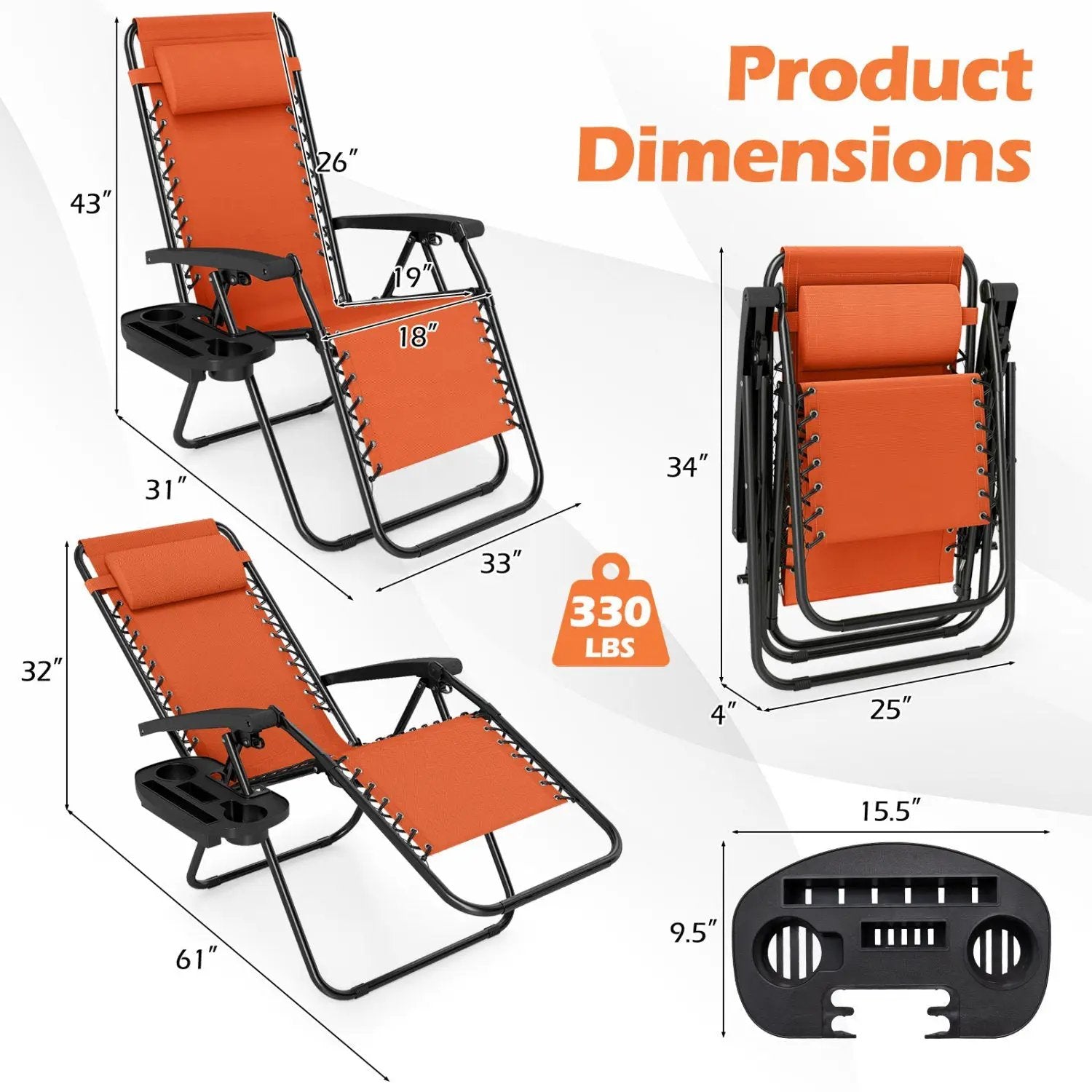 Zero Gravity Recliner Chair with Cup Holder and Pillow by DirectDeals
