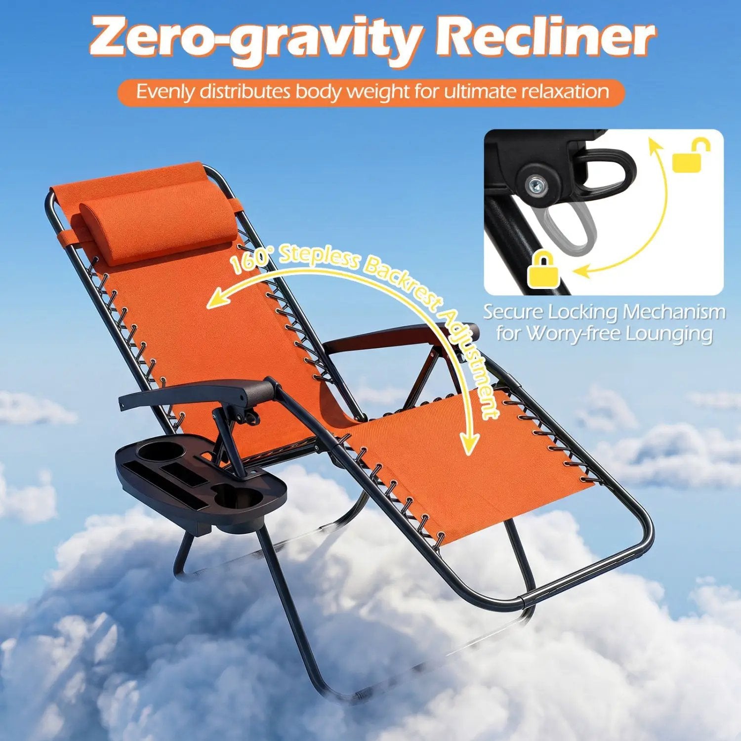 Zero Gravity Recliner Chair with Cup Holder and Pillow by DirectDeals