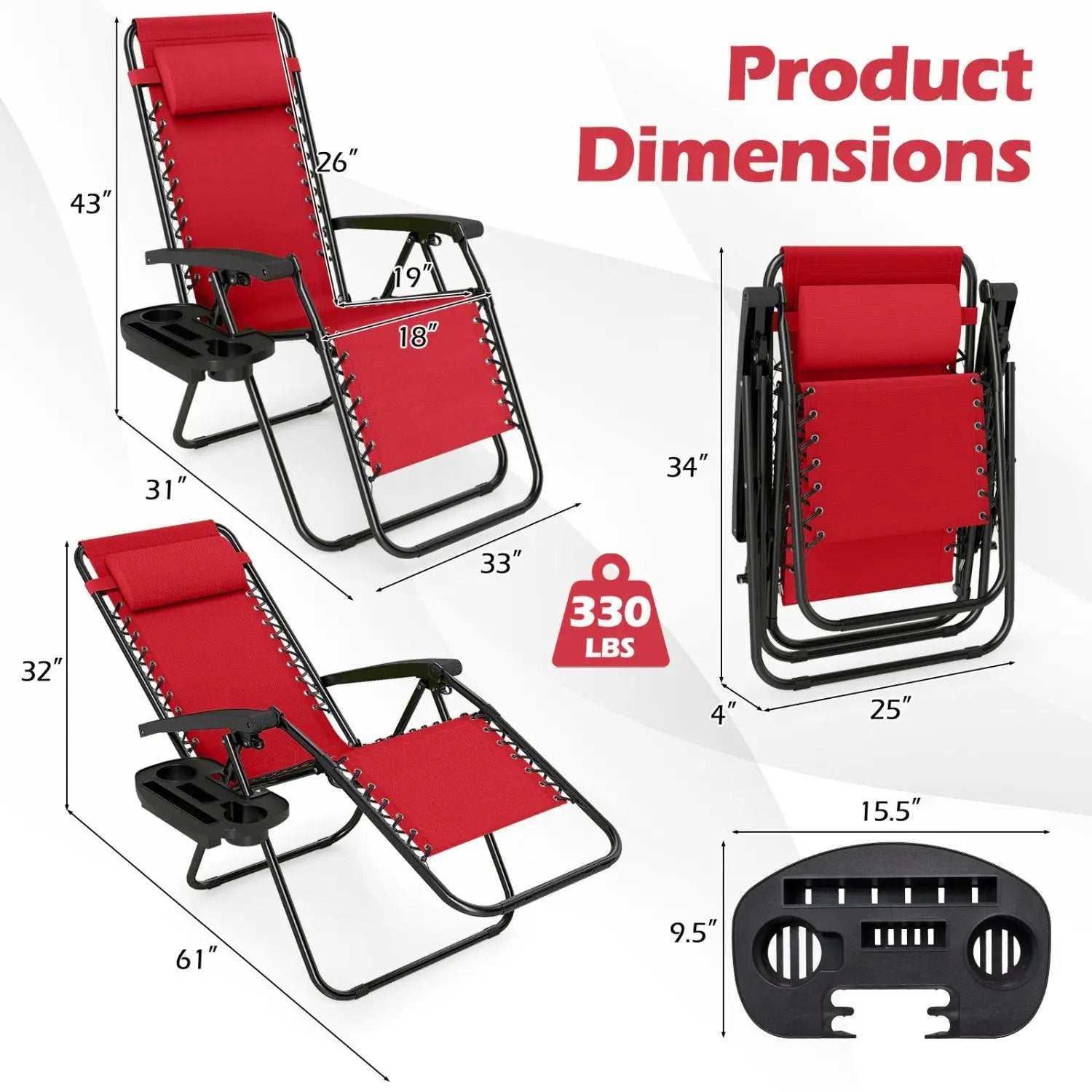 Zero Gravity Recliner Chair with Cup Holder and Pillow by DirectDeals