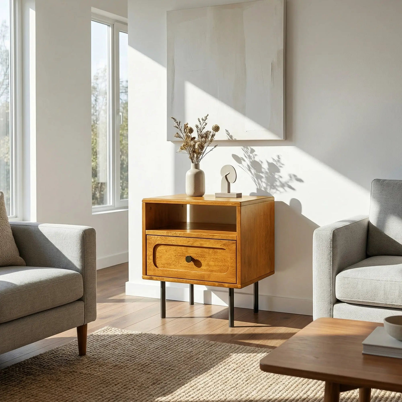 Savana Solid Wood Single-Drawer Nightstand by Megsu