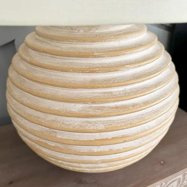Weathered Cream Round Table Lamp by Decor Steals