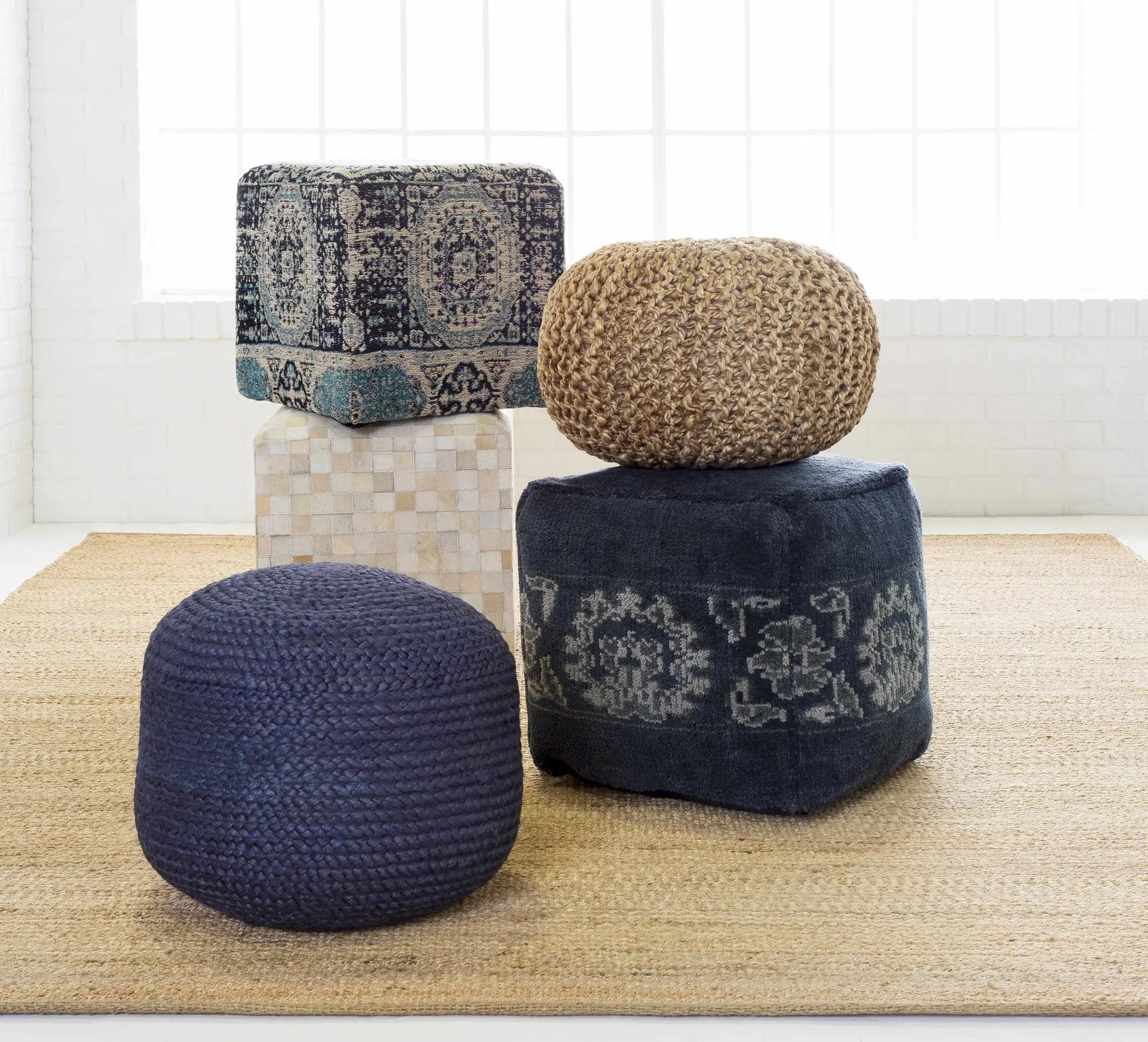 Merrittstown Cotton Knitted Pouf by Boutique Rugs