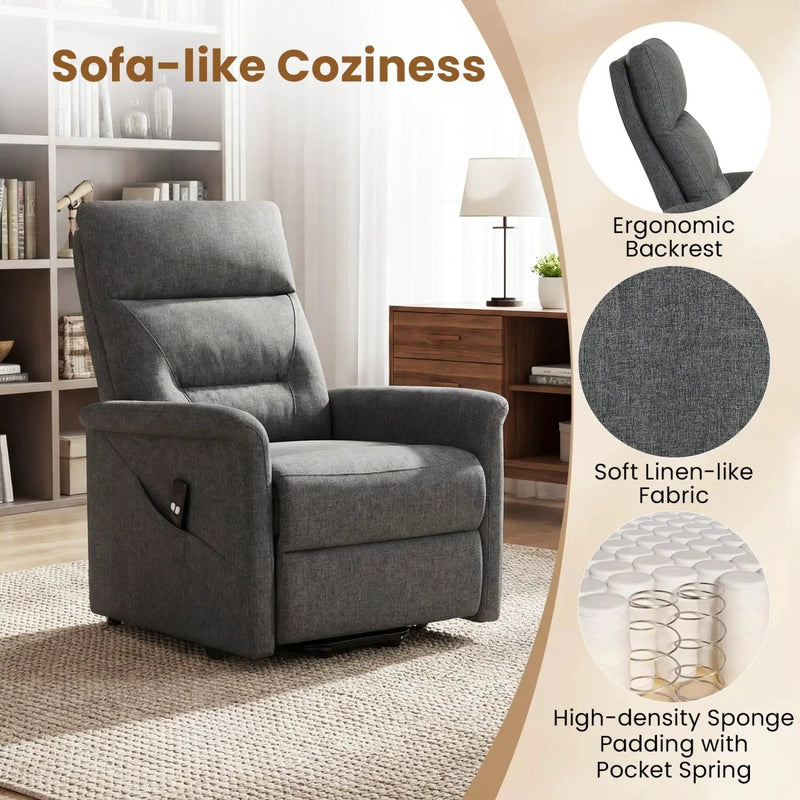 Power Lift Recliner Chair for Elderly with Remote Control and Side Storage Pocket by DirectDeals