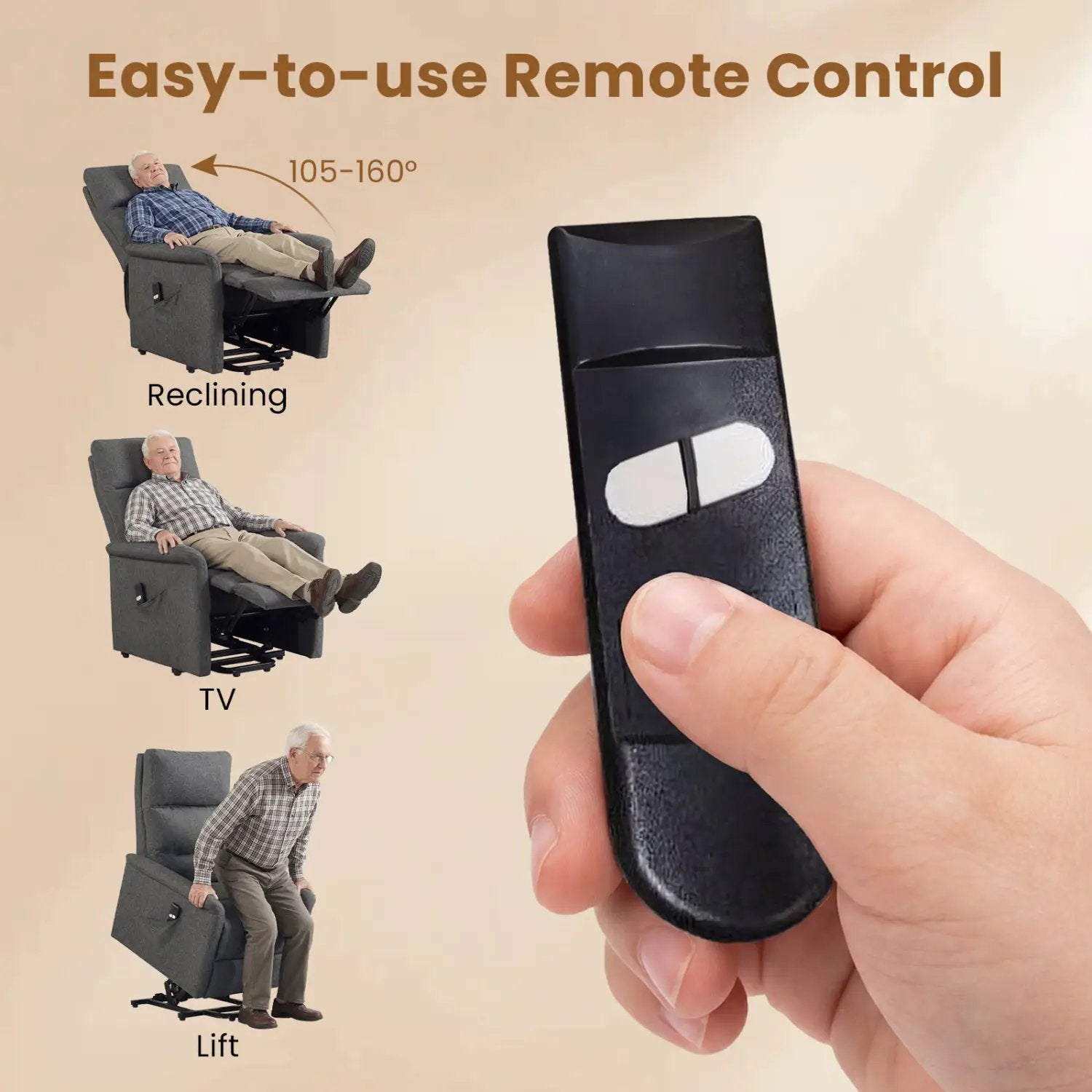 Power Lift Recliner Chair for Elderly with Remote Control and Side Storage Pocket by DirectDeals