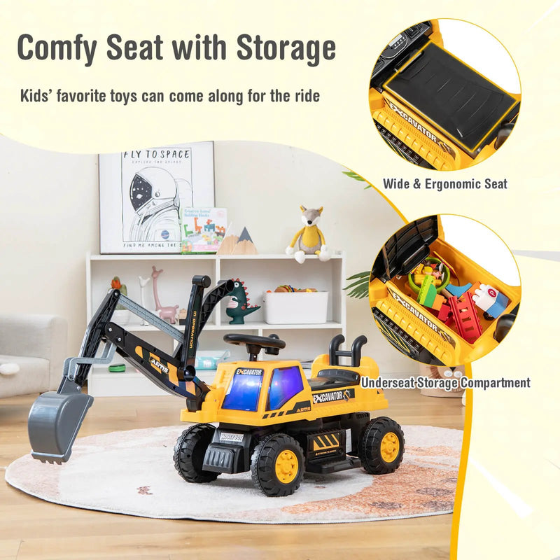 Kids ASTM Certificated Powered Ride On Bulldozer with Front Digger Shovel-Yellow by DirectDeals