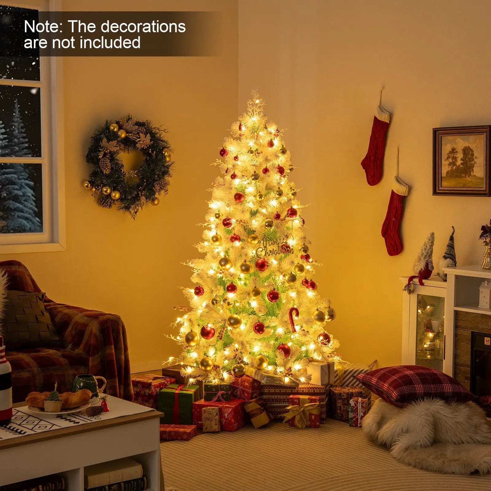 Pre-Lit Artificial Christmas Tree with Snow Flocked Branch Tips by DirectDeals