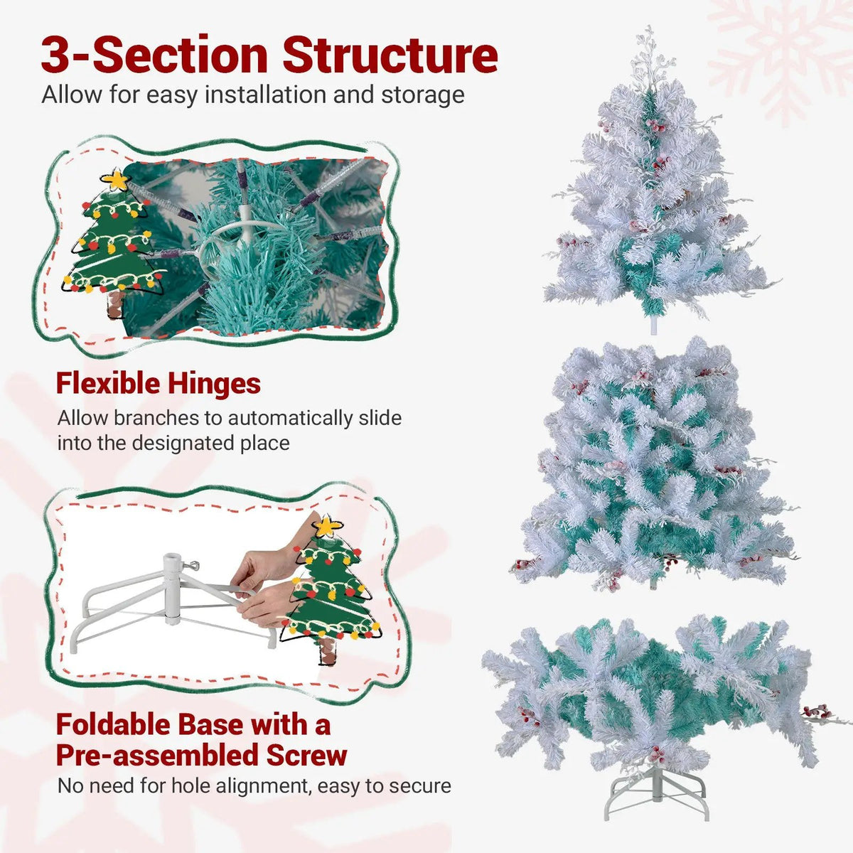 Pre-Lit Artificial Christmas Tree with Snow Flocked Branch Tips, photo 16 of 16