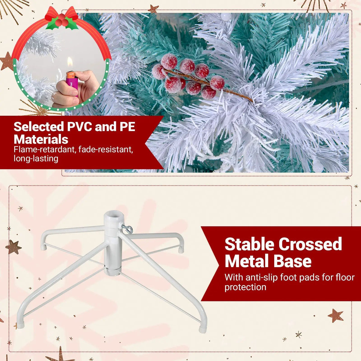 Pre-Lit Artificial Christmas Tree with Snow Flocked Branch Tips, photo 2 of 16