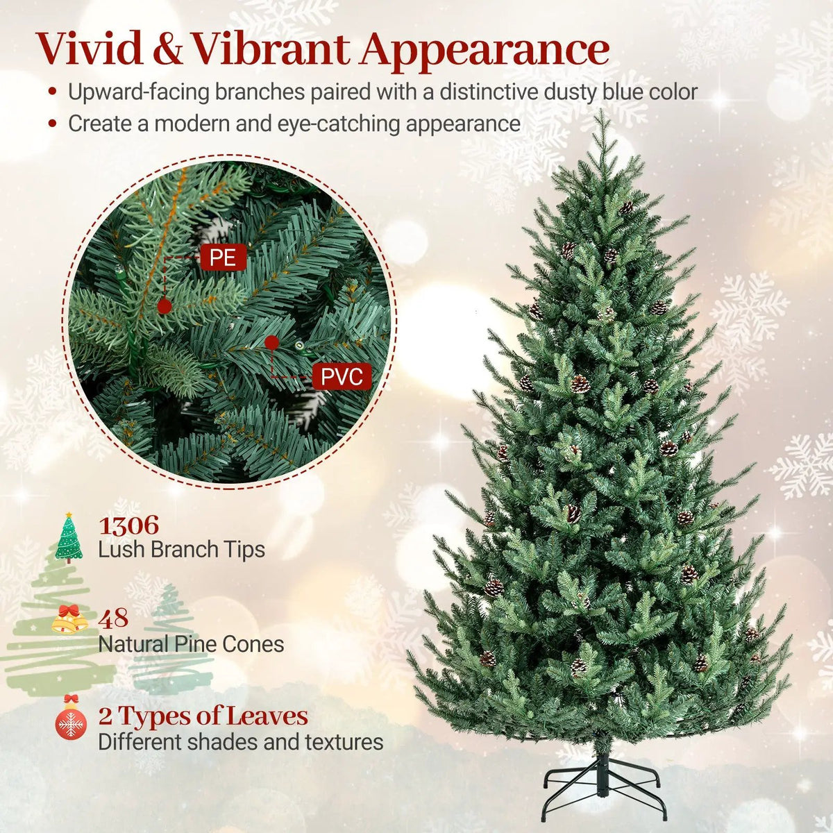 Pre-Lit Artificial Christmas Tree with Multicolored LED Lights-M, photo 7 of 8
