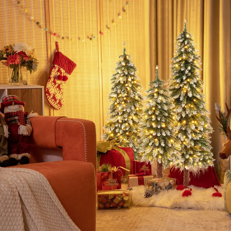 Pre-Lit Christmas Tree Set of 3 - Snowy and Slim by DirectDeals