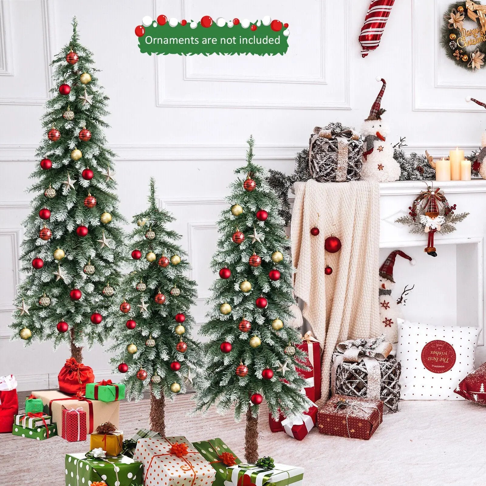 Pre-Lit Christmas Tree Set of 3 - Snowy and Slim by DirectDeals