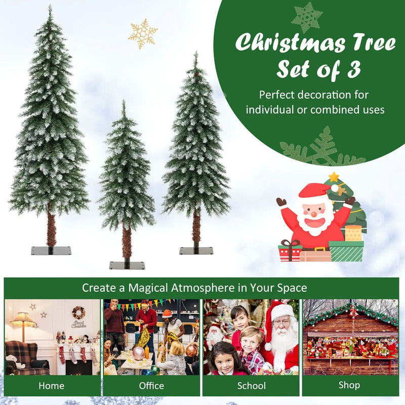 Pre-Lit Christmas Tree Set of 3 - Snowy and Slim by DirectDeals