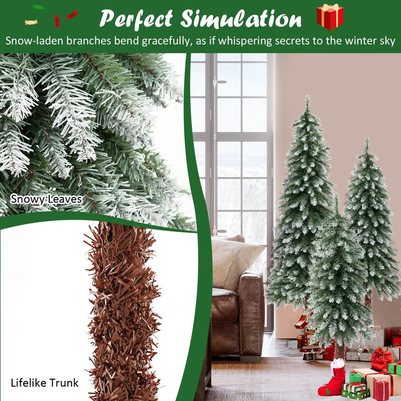 Pre-Lit Christmas Tree Set of 3 - Snowy and Slim by DirectDeals
