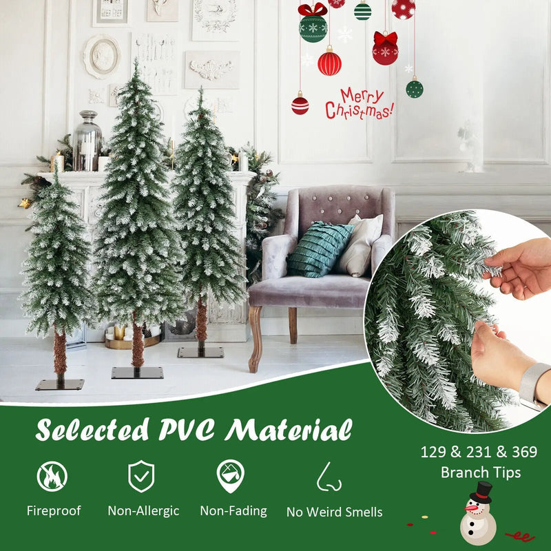 Pre-Lit Christmas Tree Set of 3 - Snowy and Slim by DirectDeals