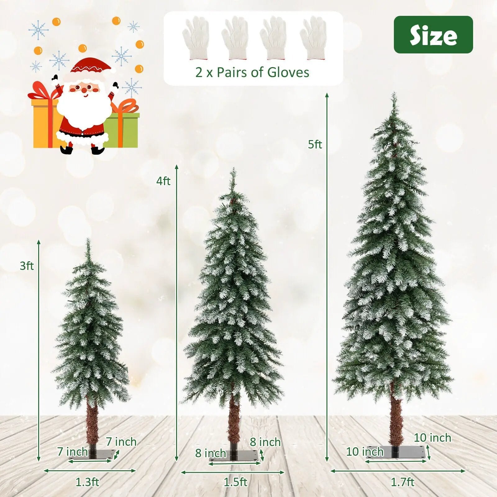 Pre-Lit Christmas Tree Set of 3 - Snowy and Slim by DirectDeals