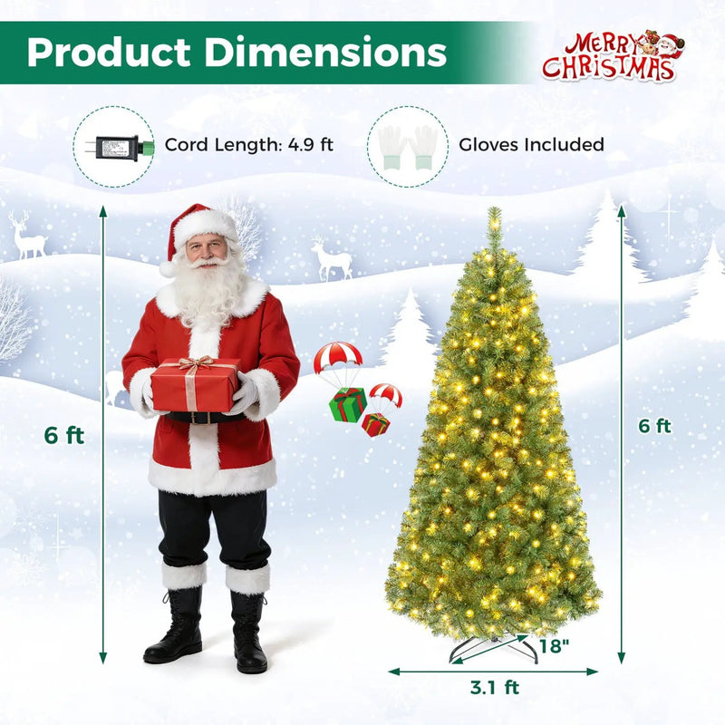 6-8 Ft Pre-Lit Artificial Christmas Tree with Remote Control by DirectDeals
