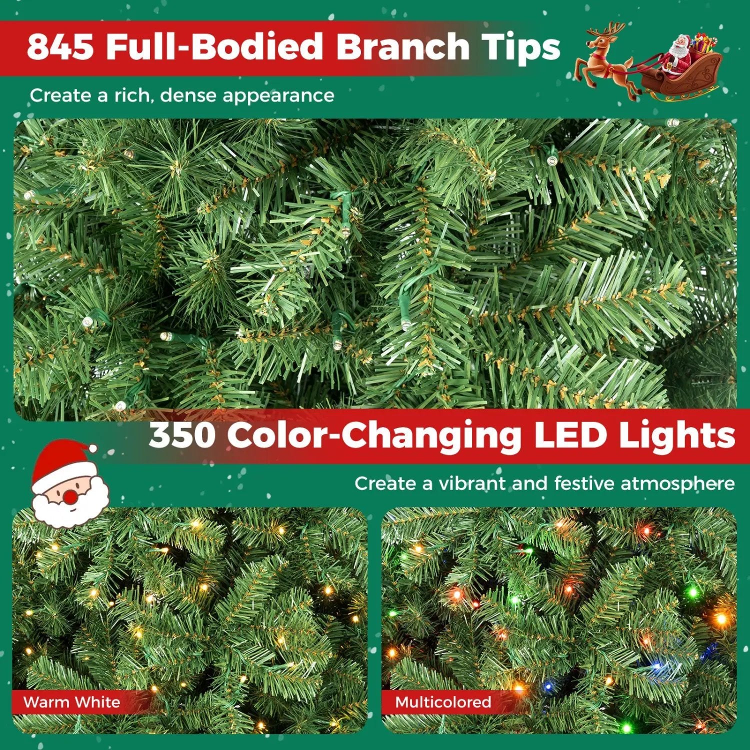 6-8 Ft Pre-Lit Artificial Christmas Tree with Remote Control by DirectDeals