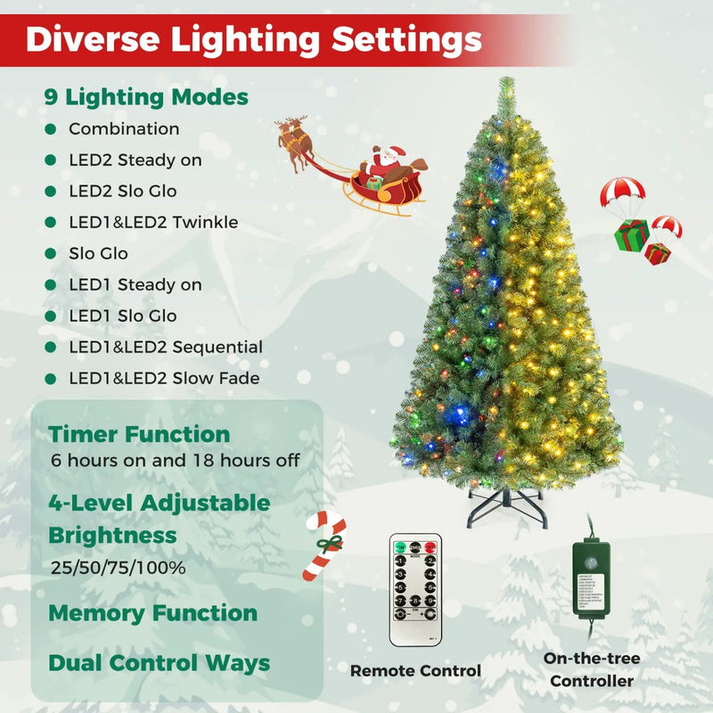 6-8 Ft Pre-Lit Artificial Christmas Tree with Remote Control by DirectDeals