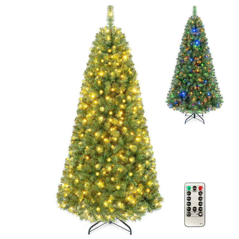 6-8 Ft Pre-Lit Artificial Christmas Tree with Remote Control by DirectDeals