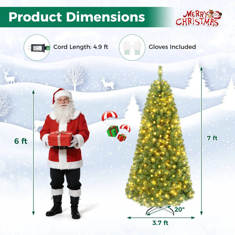 6-8 Ft Pre-Lit Artificial Christmas Tree with Remote Control by DirectDeals
